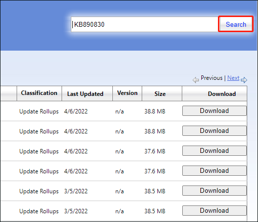 catalogue update microsoft